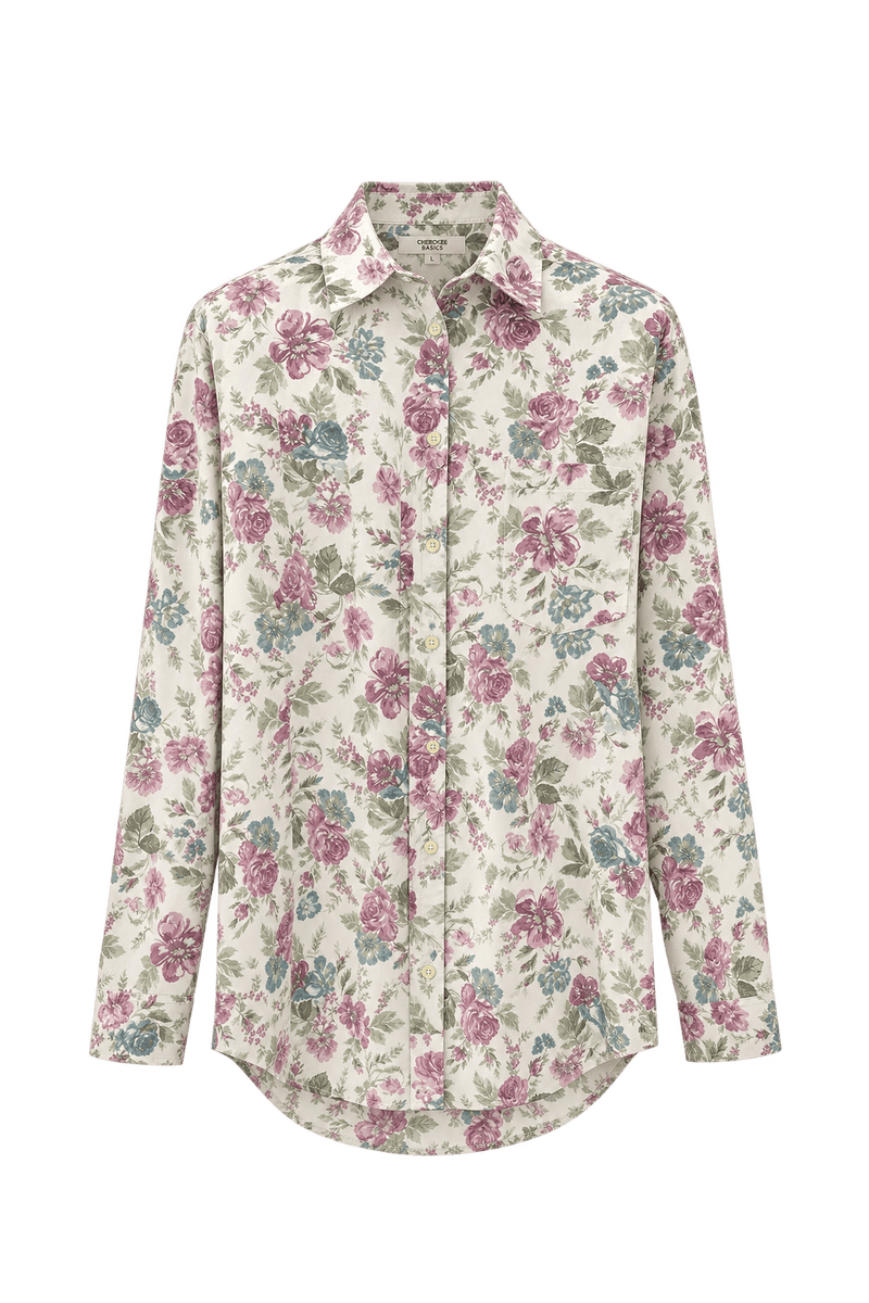 1980s Ivory Cotton Blend Shirt - Front View