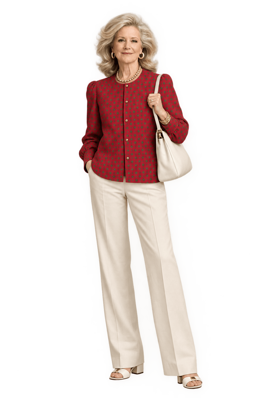 1970s Red Polyester Blouse - Model