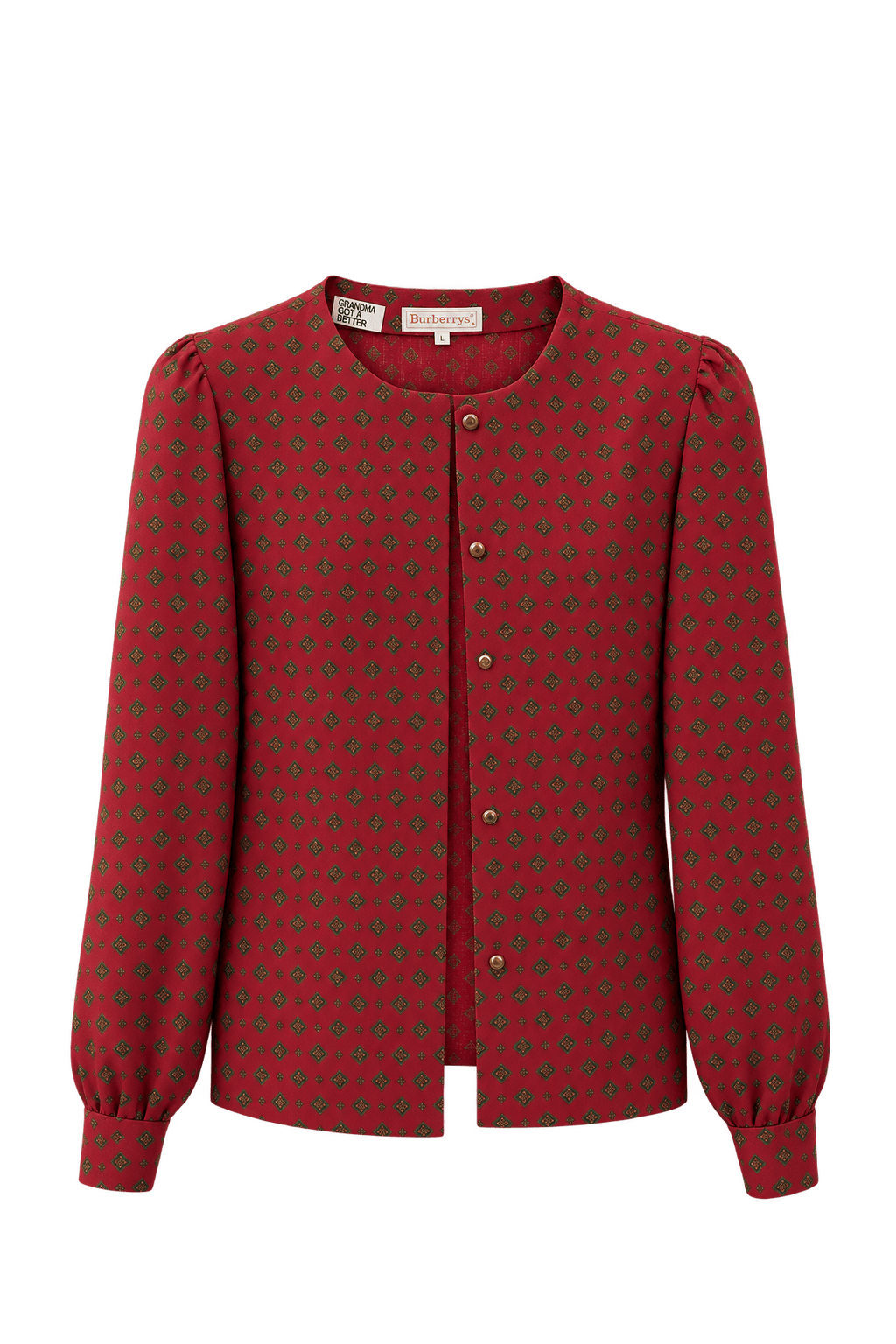 1970s Red Polyester Blouse - Front View