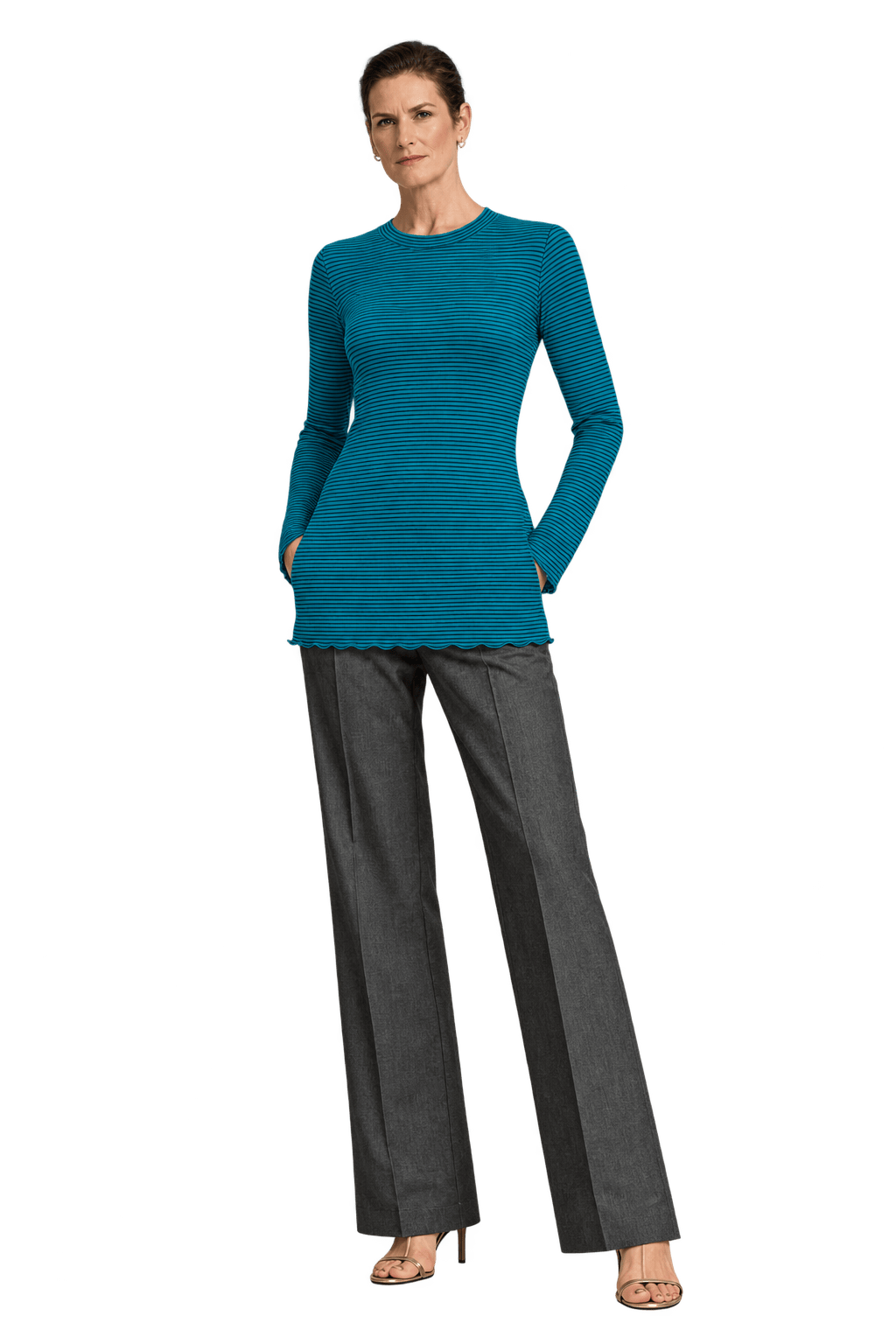 1990s Teal Cotton Blend Sweater - Model