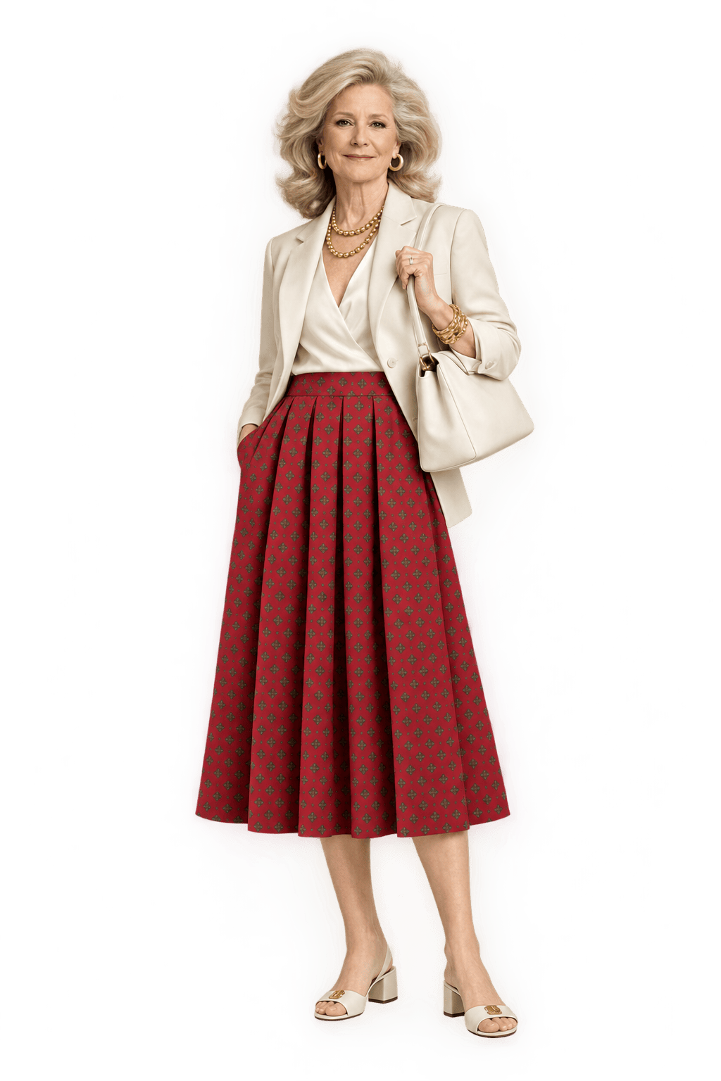 1970s Red Cotton Blend Skirt - Model