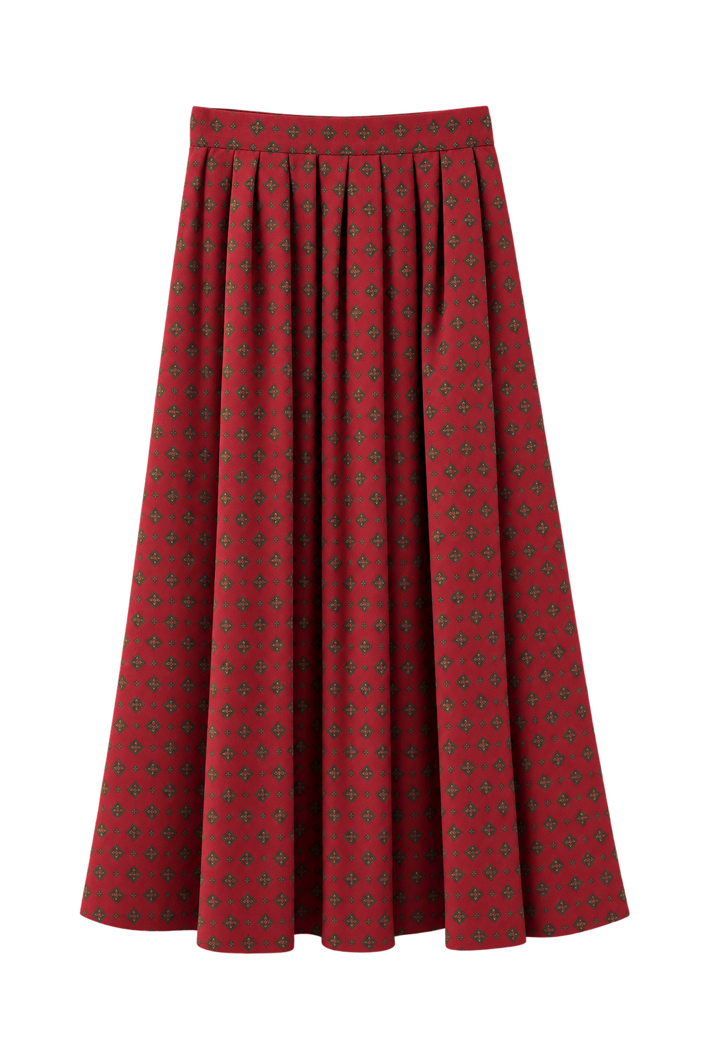 1970s Red Cotton Blend Skirt - Front View