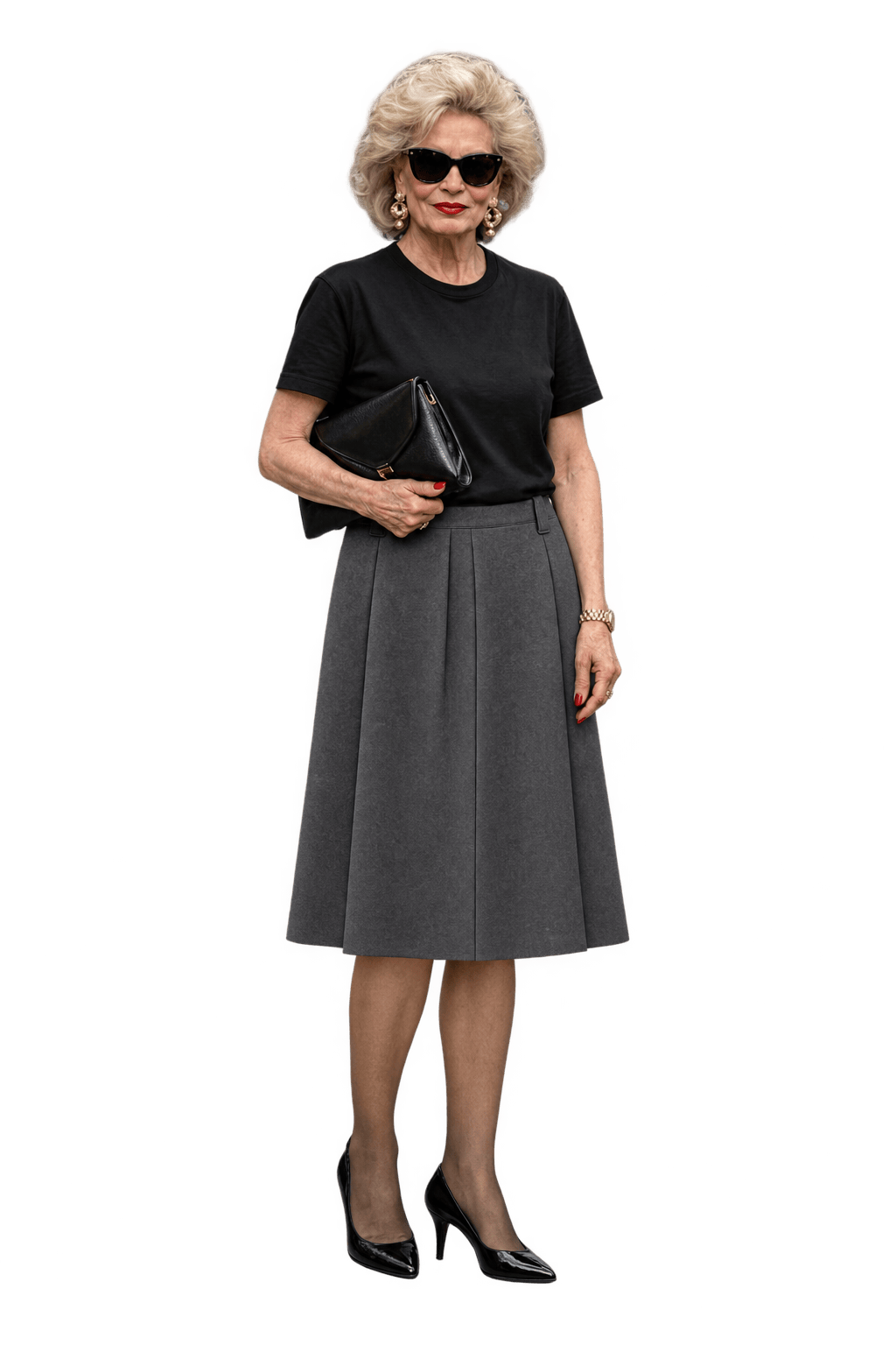 1980s Grey Cotton Blend Skirt - Model