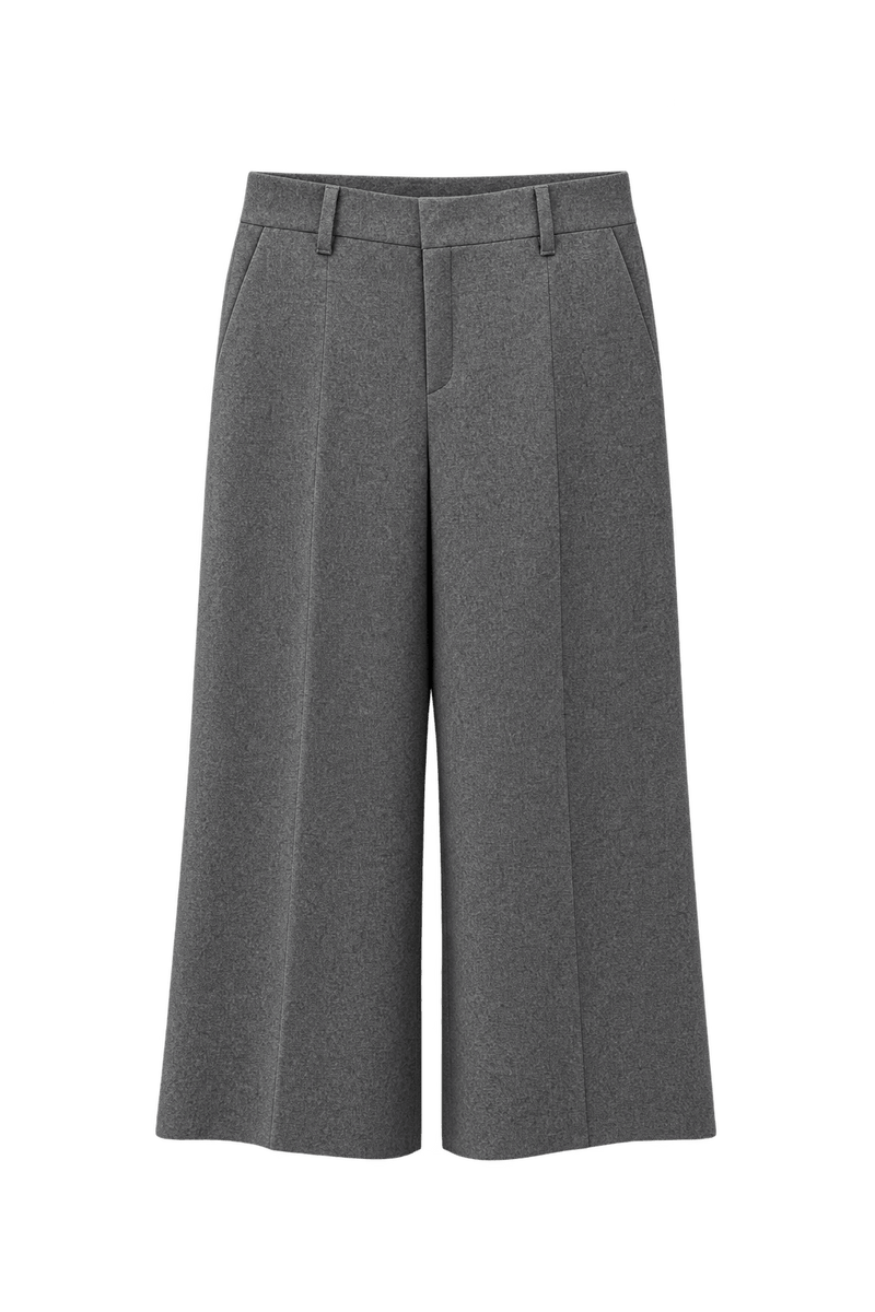 1990s Grey Wool Blend Trousers - Front View