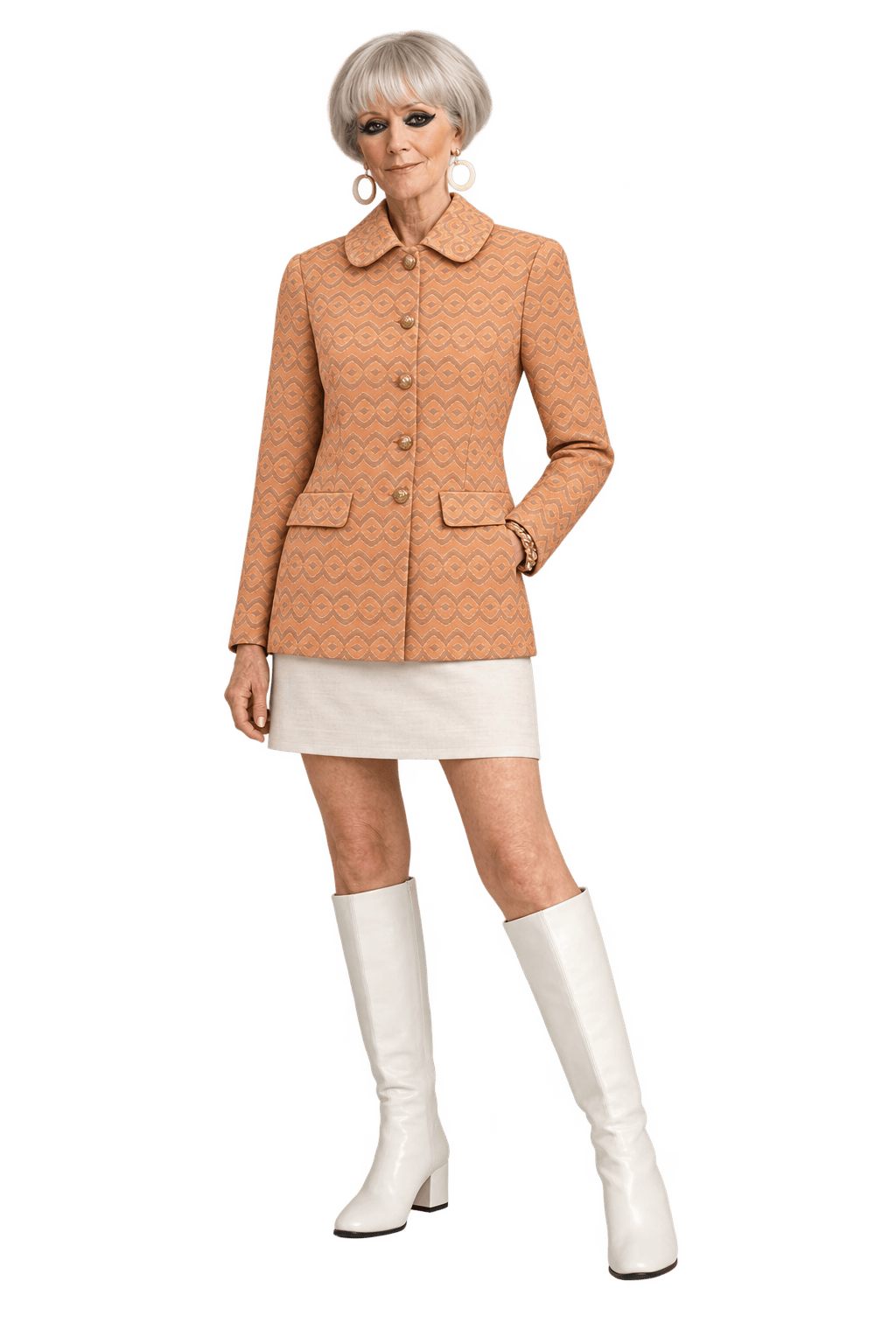 1960s Peach Cotton Blend Jacket - Model