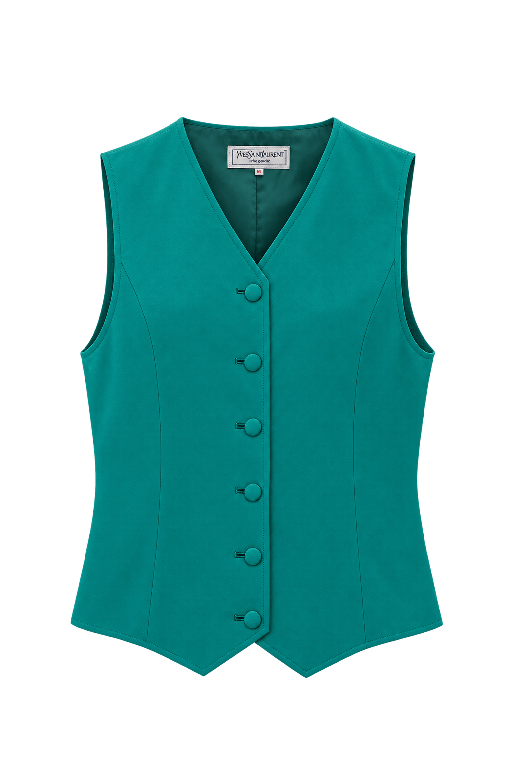 1990s Teal Polyester Blend Vest - Front View