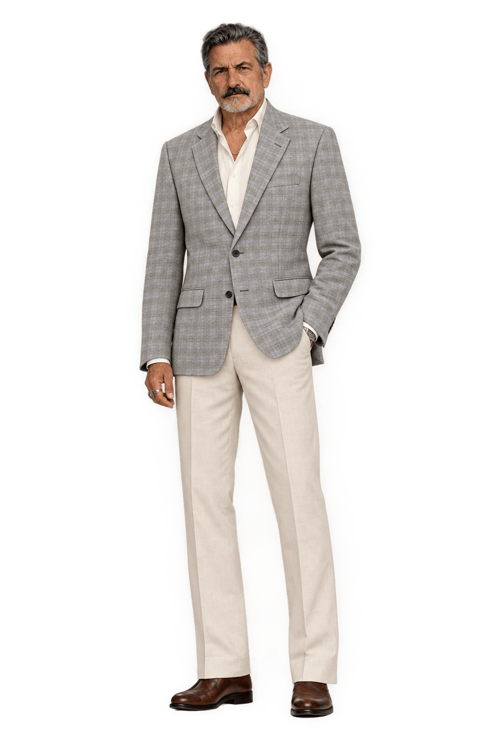 1980s Grey Wool Blend Blazer - Model
