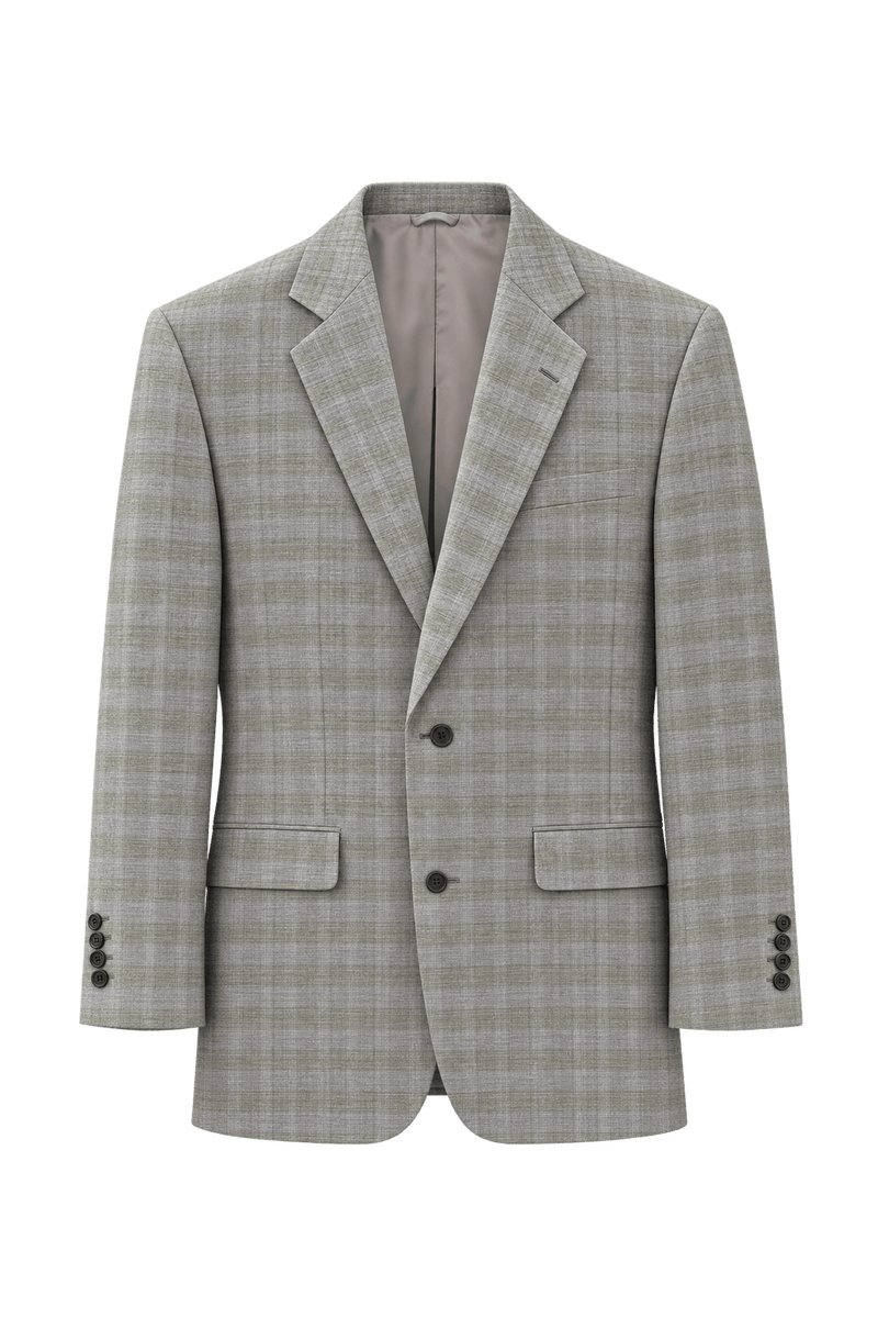 1980s Grey Wool Blend Blazer - Front View