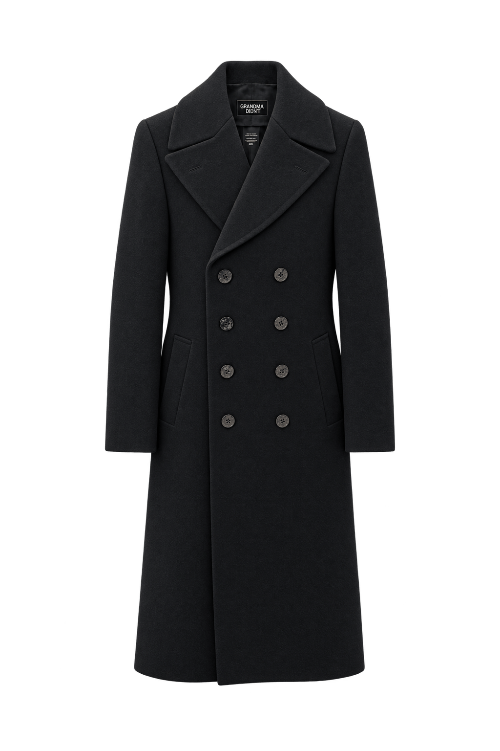 1970s Black Wool Coat - Front View