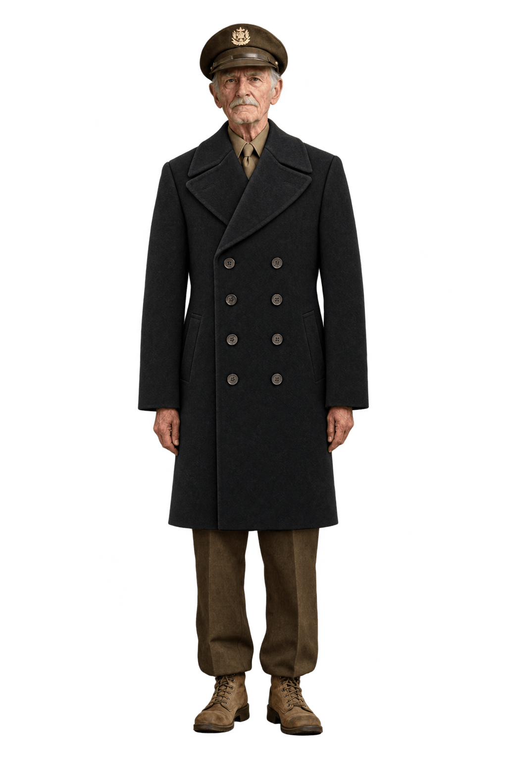 1970s Black Wool Coat - Model