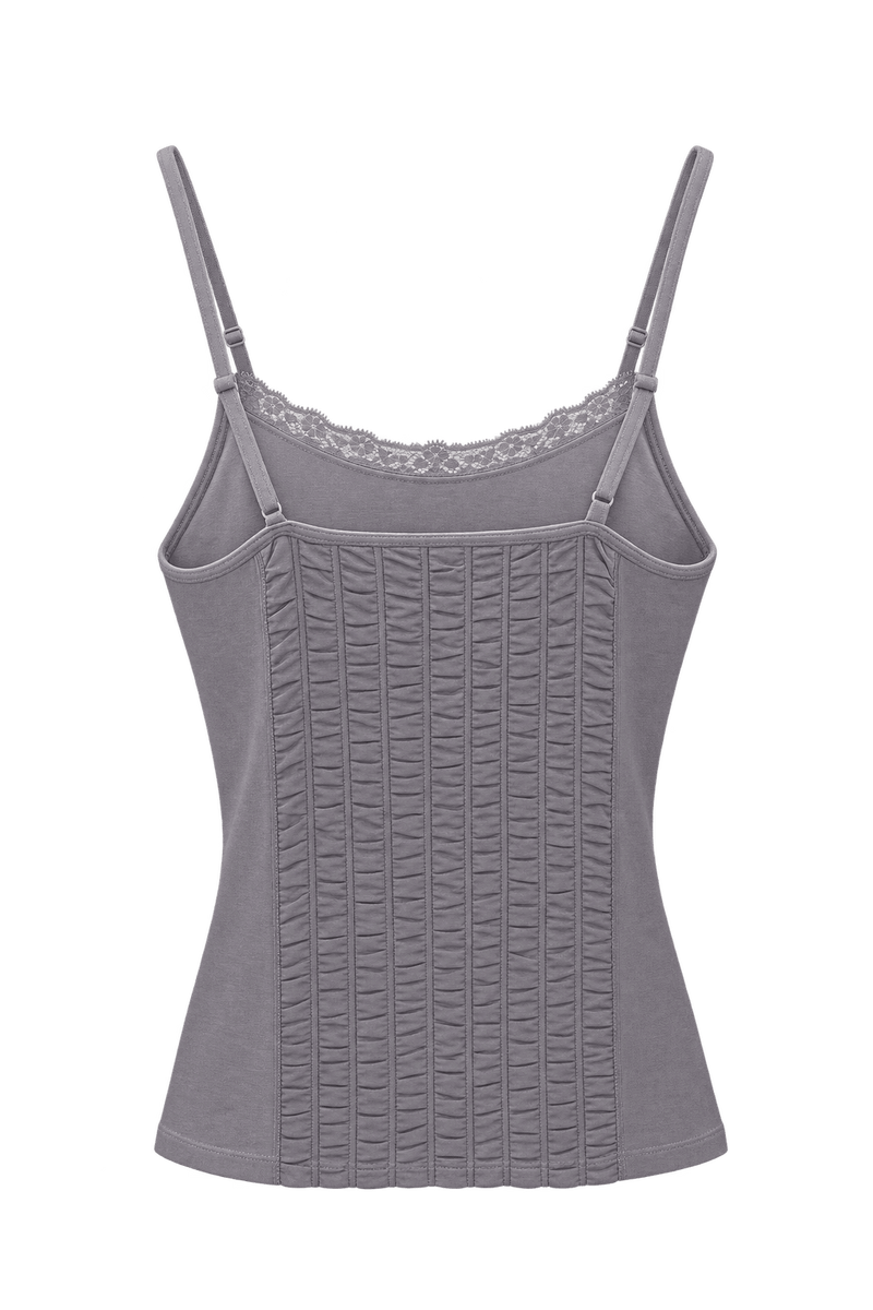1990s Gray Cotton Blend Tank Top - Front View