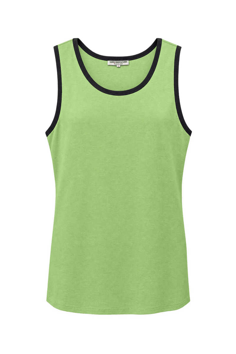 1990s Lime Green Cotton Blend Tank Top - Front View