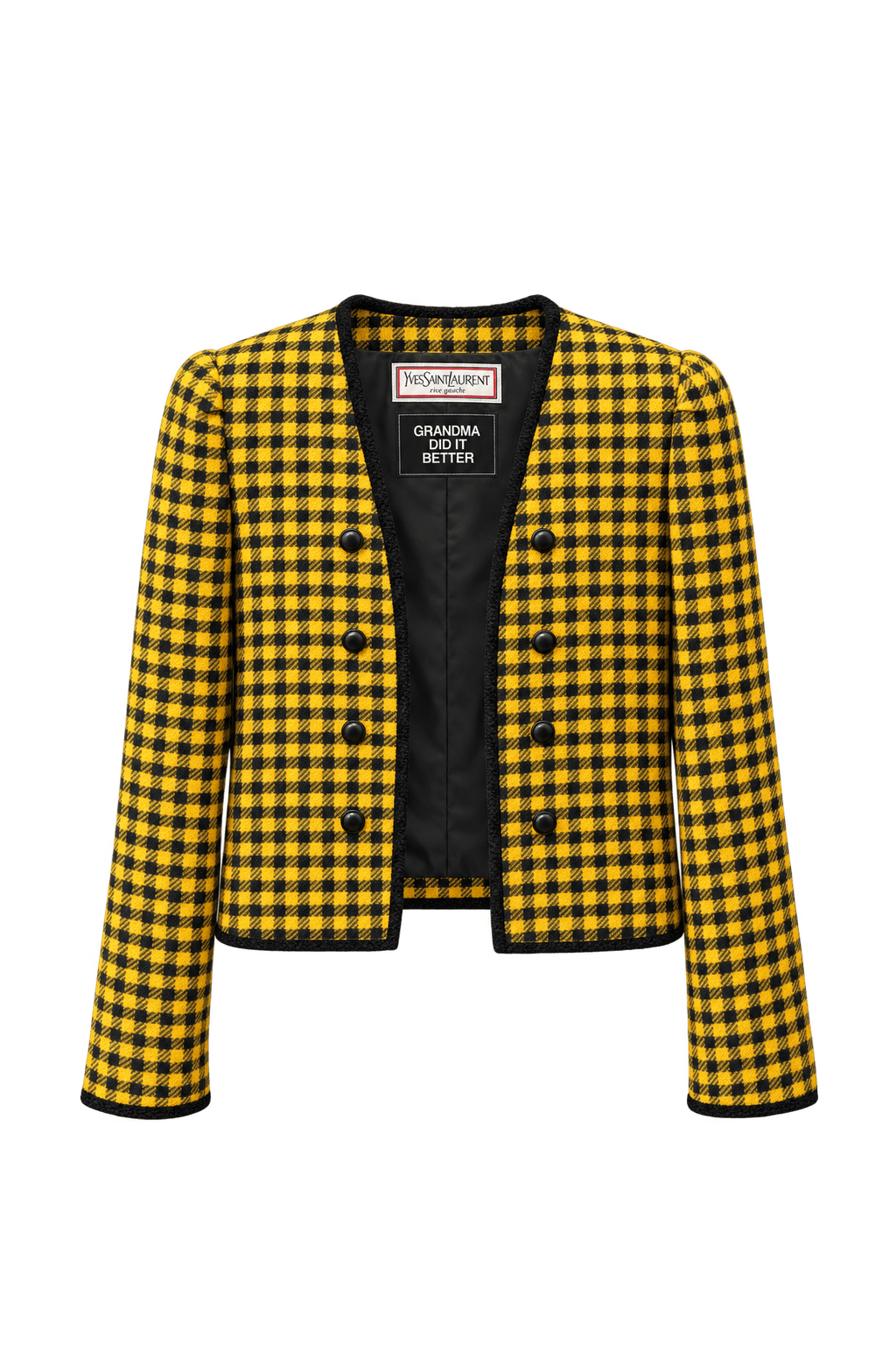 1990s Yellow Wool Blend Jacket - Front View