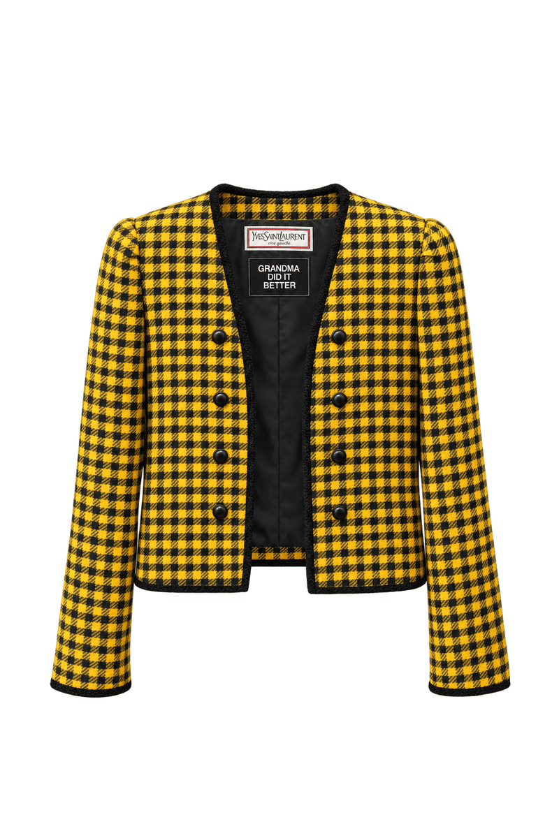 1990s Yellow Wool Blend Jacket - Front View