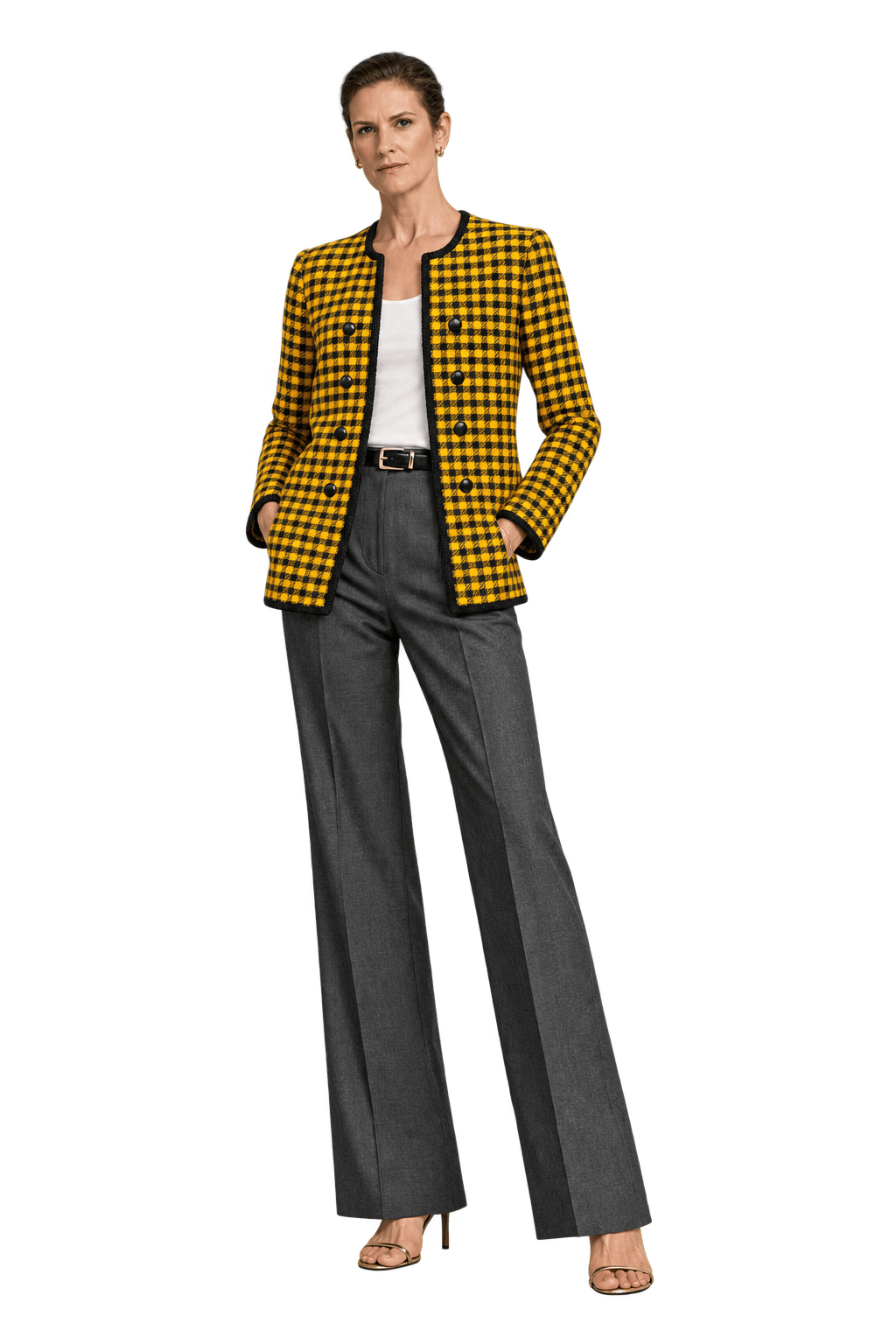 1990s Yellow Wool Blend Jacket - Model