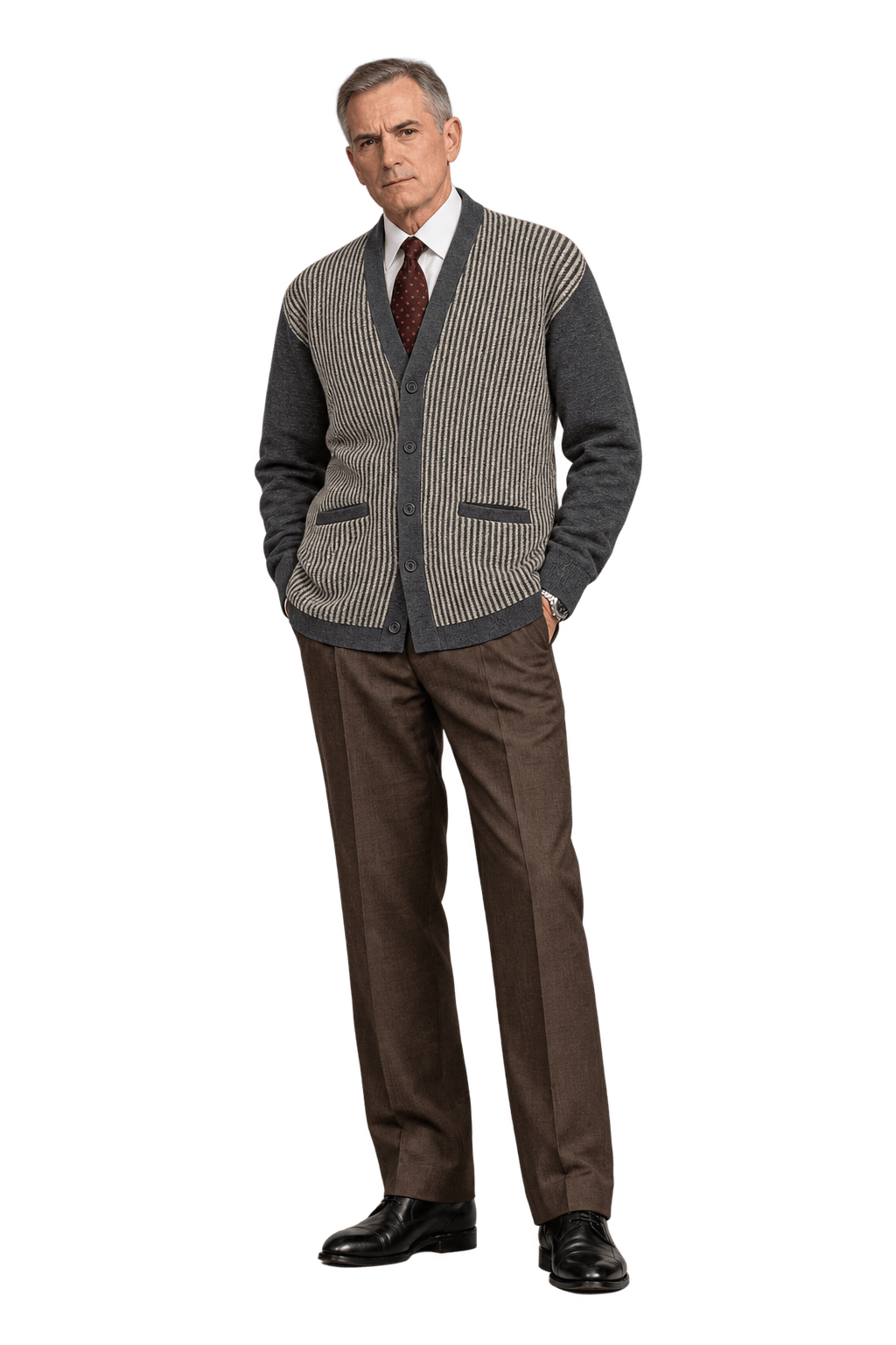 1990s Gray Wool Cardigan - Model