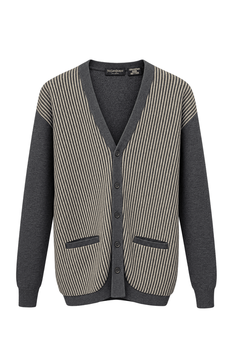 1990s Gray Wool Cardigan - Front View