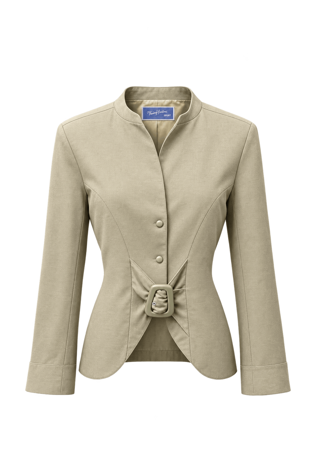 1980s Beige Cotton Blend Blazer - Front View