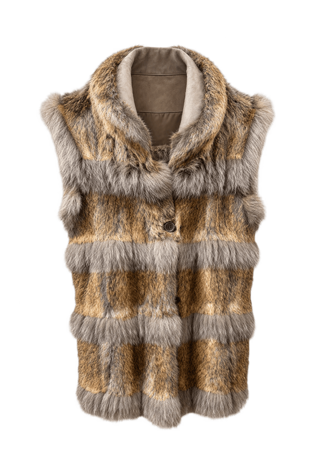 1970s Tan Fur Vest - Front View