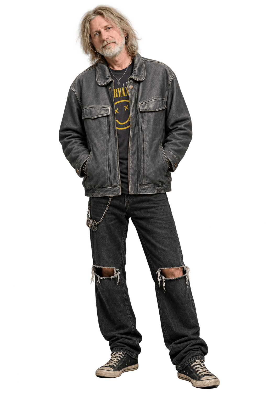 1990s Black Leather Jacket - Model