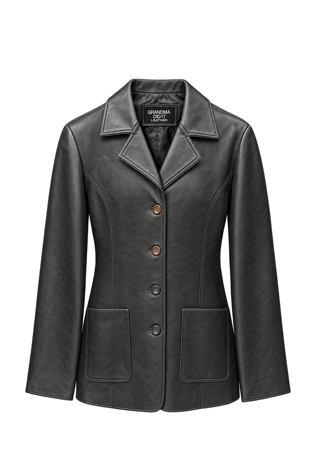 1990s Black Leather Womens Jacket - Front View