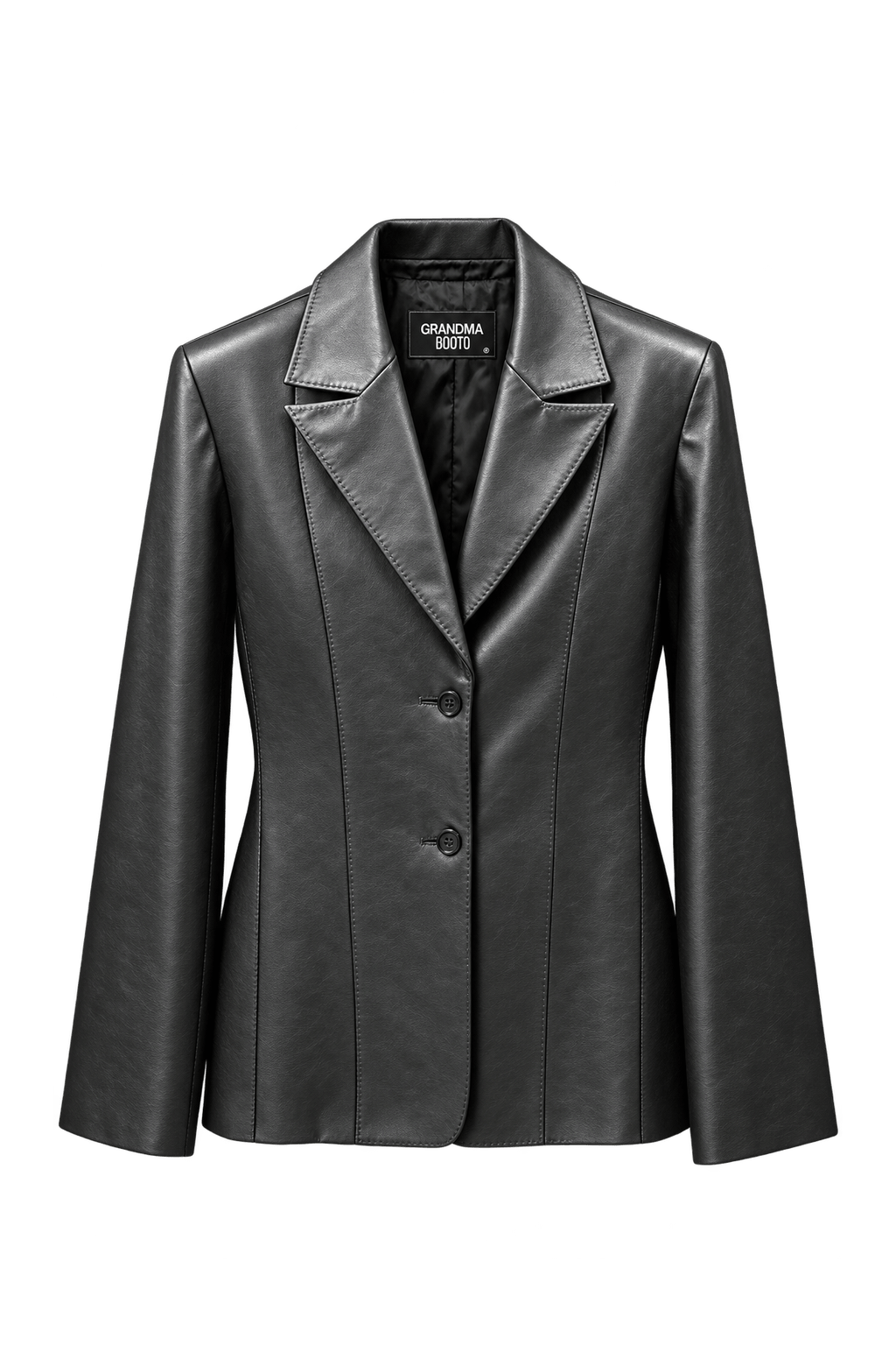 1990s Black Leather Jacket - Front View