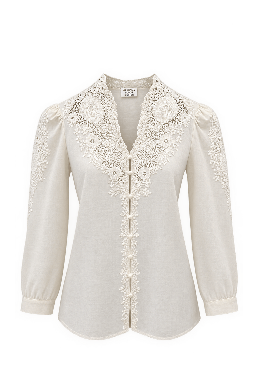 1970s Cream Cotton Blouse - Front View