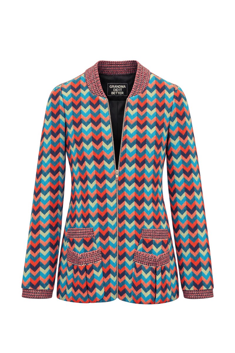 1970s Multi-Color Wool Blend Jacket - Front View