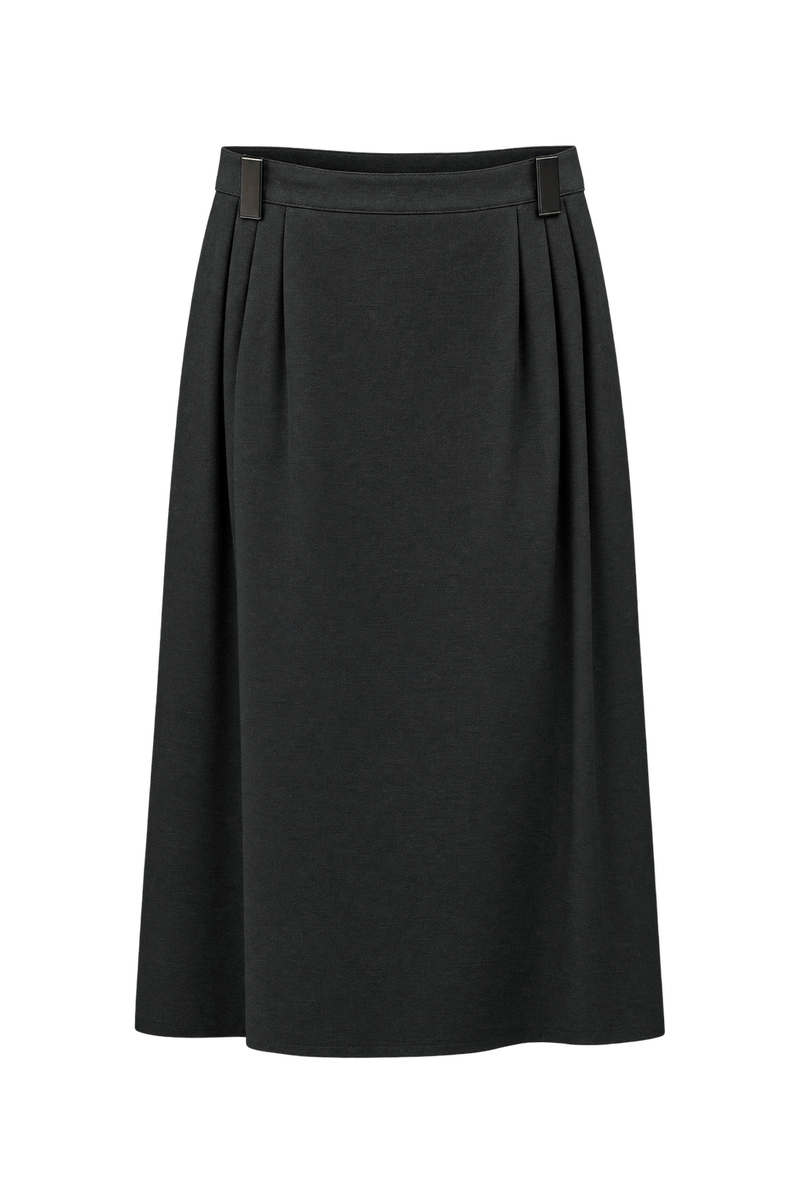 1990s Black Wool Blend Skirt - Front View