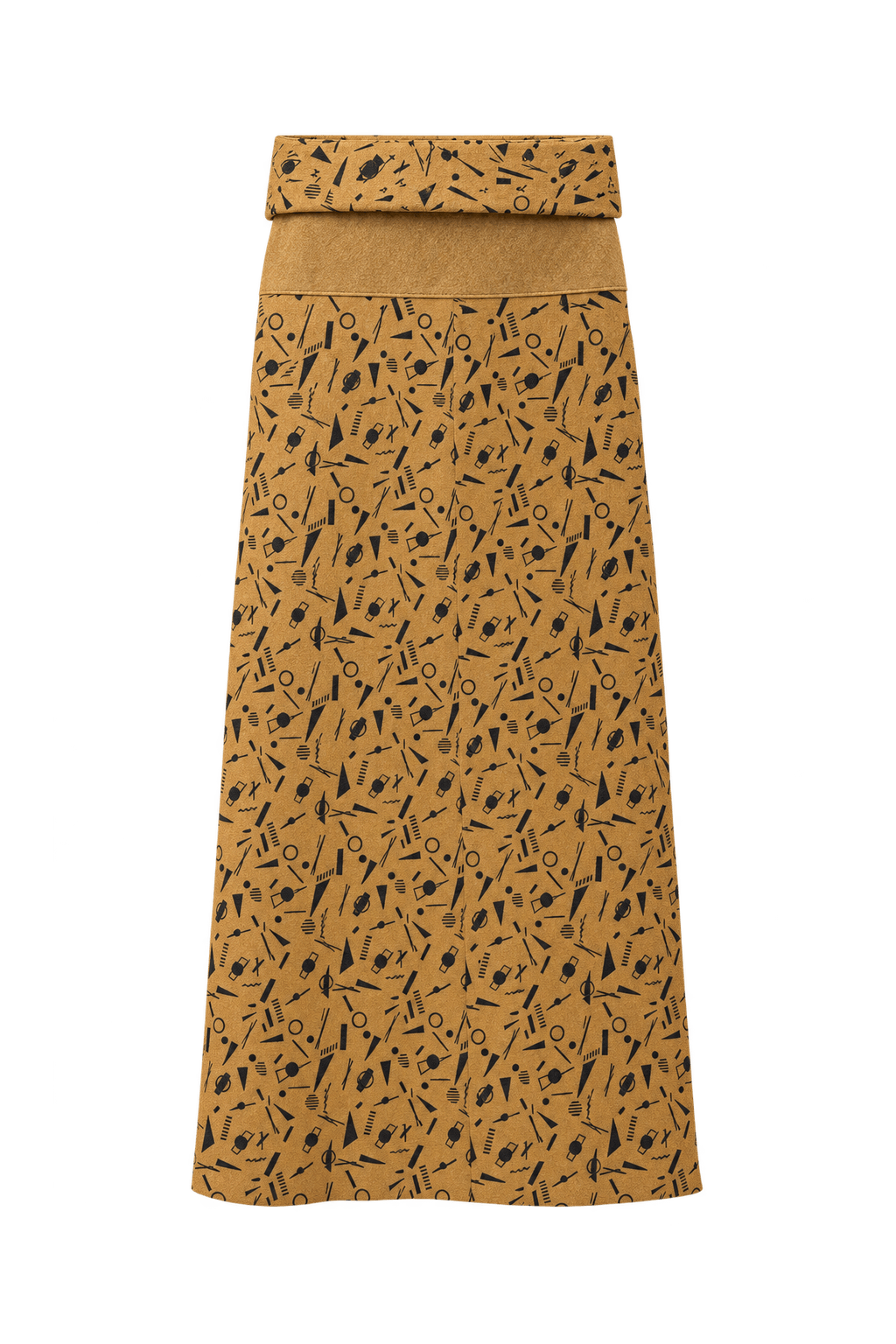 1980s Camel Wool Blend Skirt - Front View