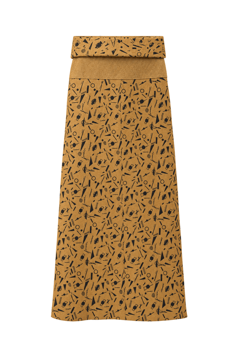 1980s Camel Wool Blend Skirt - Front View
