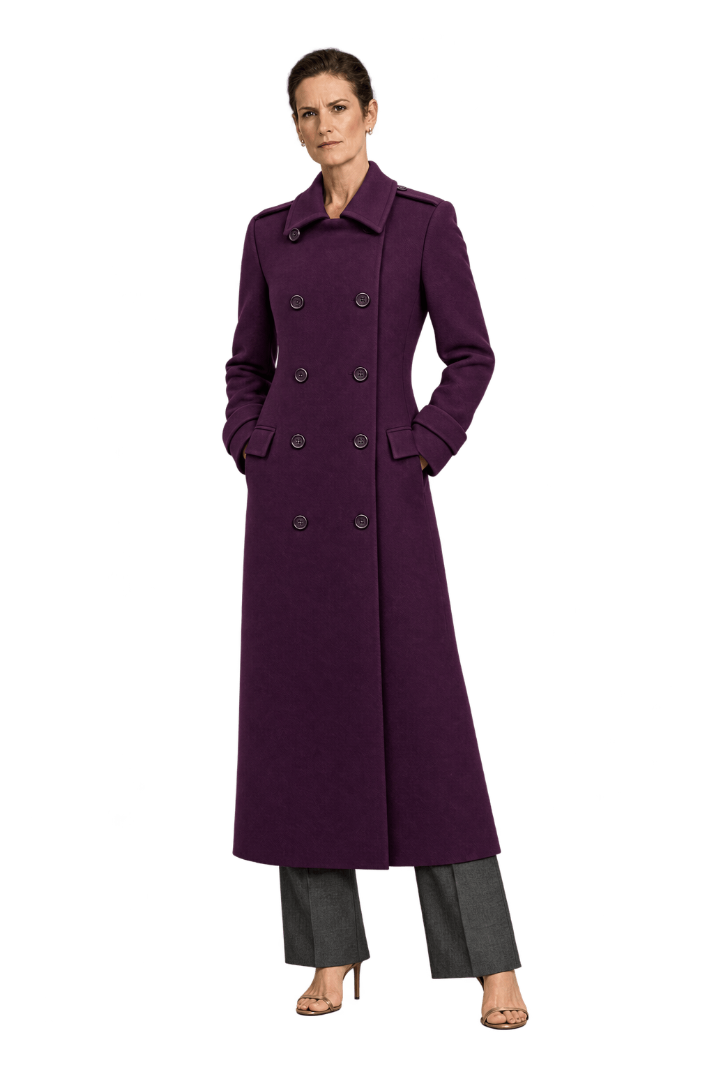 1990s Deep Purple Wool Coat - Model