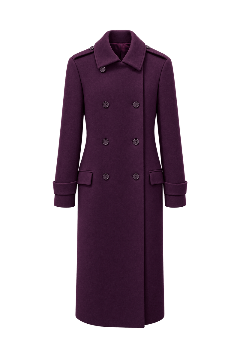 1990s Deep Purple Wool Coat - Front View