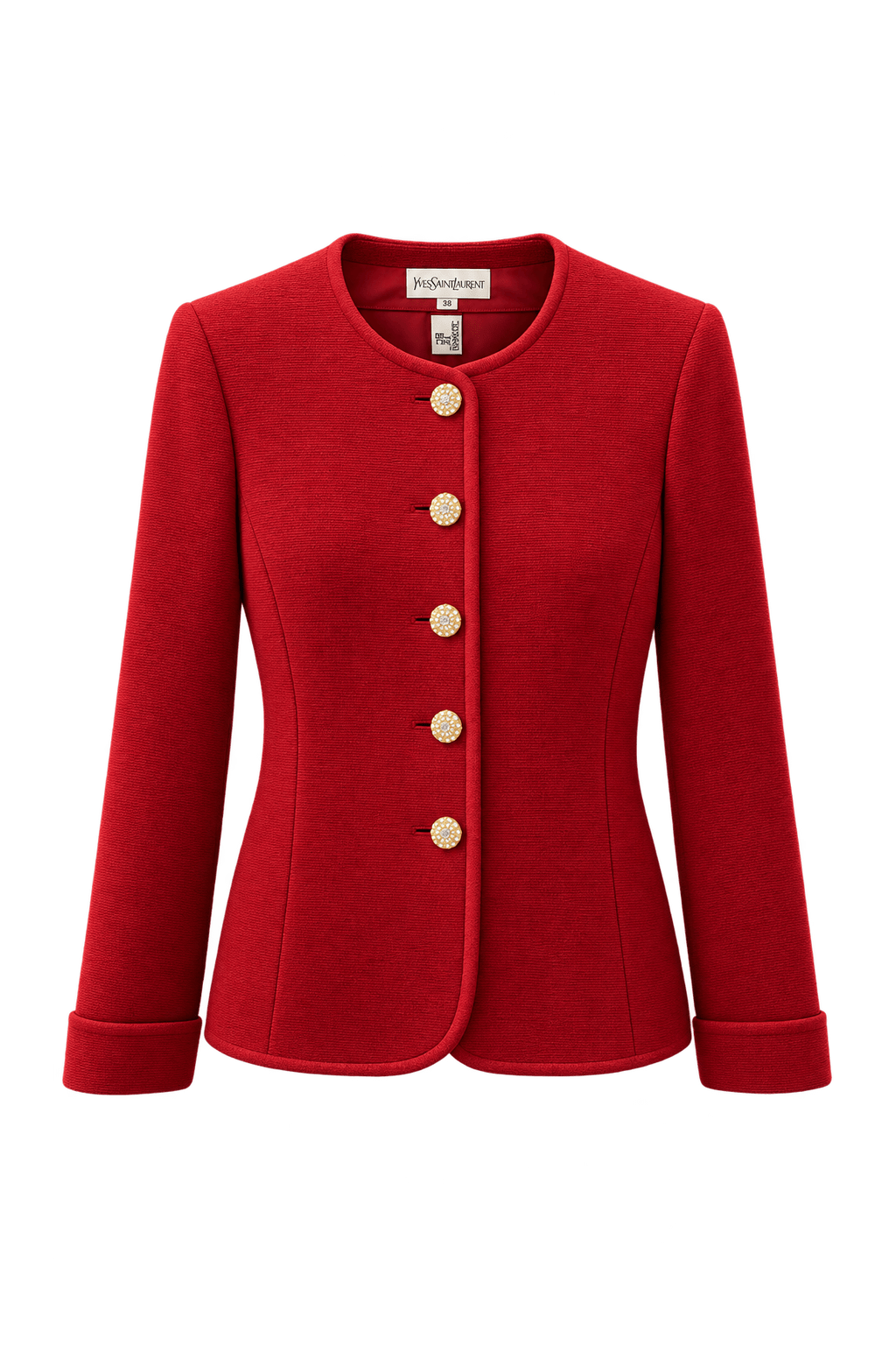 1980s Red Wool Blend Jacket - Front View