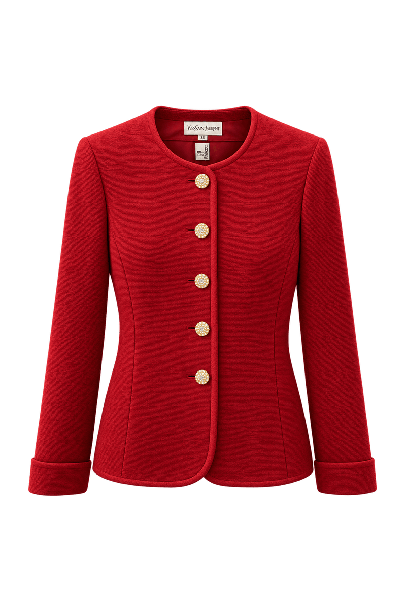 1980s Red Wool Blend Jacket - Front View