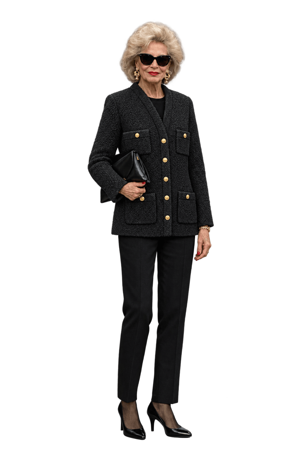 1980s Black Tweed Jacket - Model