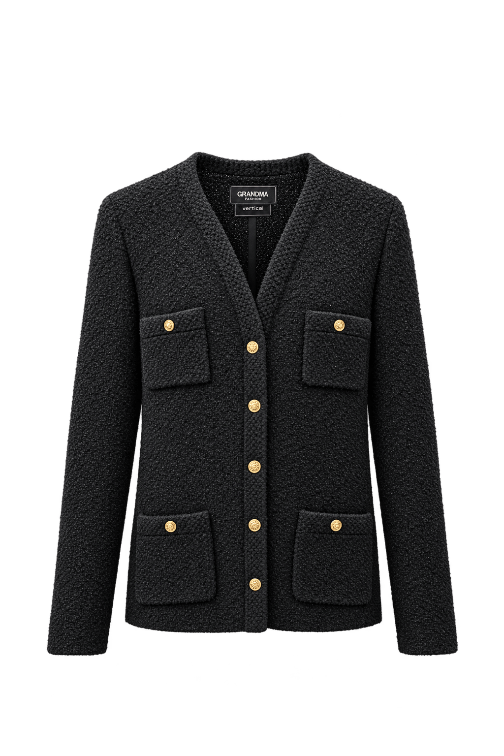 1980s Black Tweed Jacket - Front View