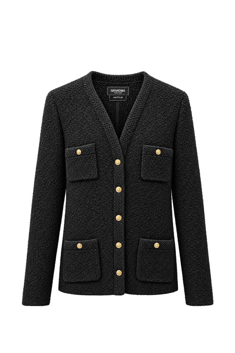 1980s Black Tweed Jacket - Front View