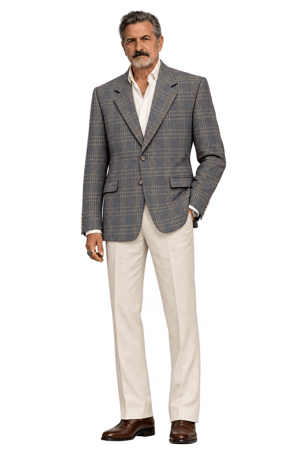 1980s Navy Blue Wool Blend Blazer - Model