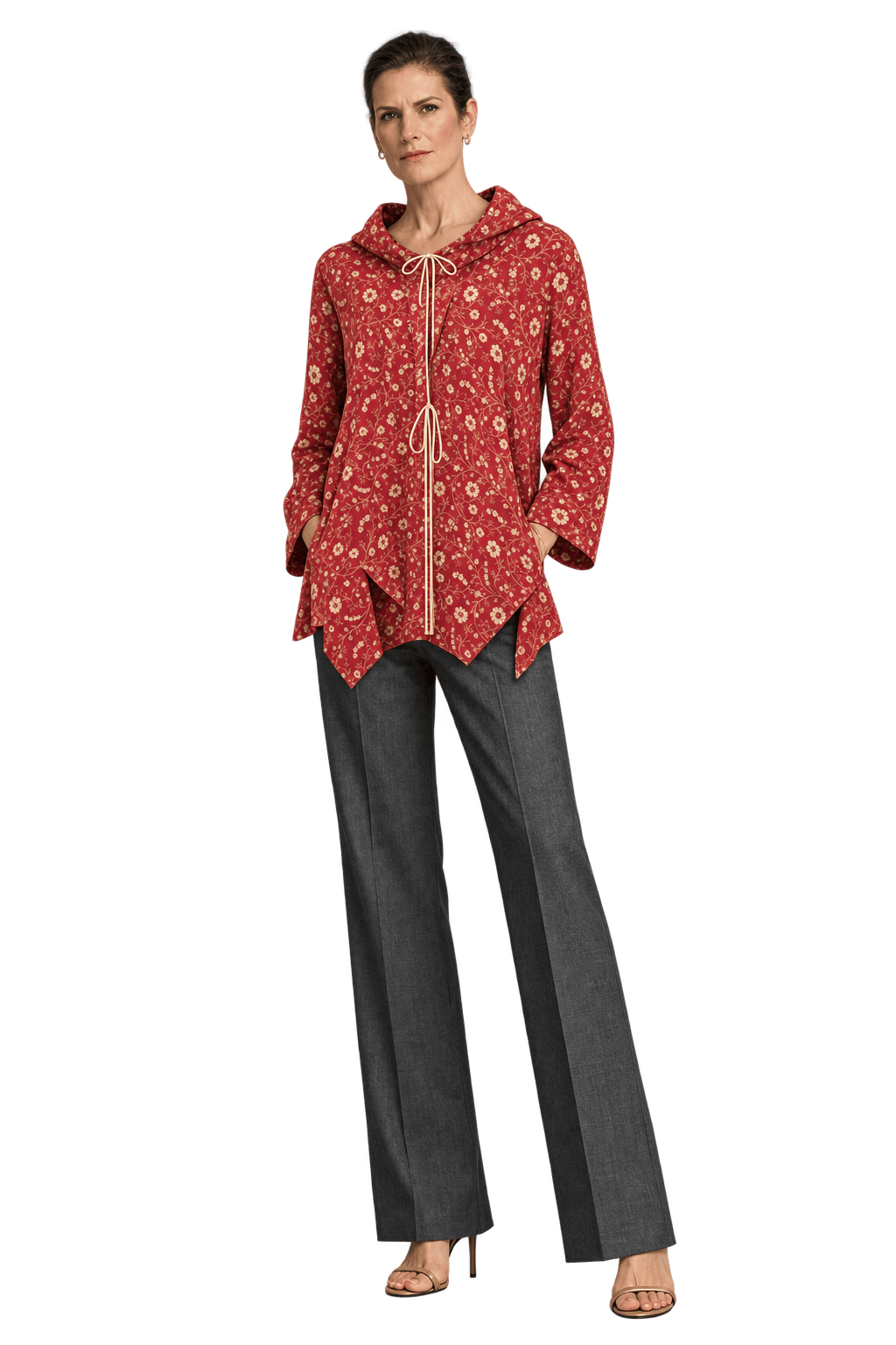 1990s Deep Red Cotton Blouse - Model