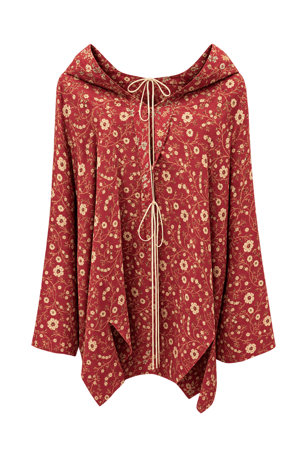 1990s Deep Red Cotton Blouse - Front View
