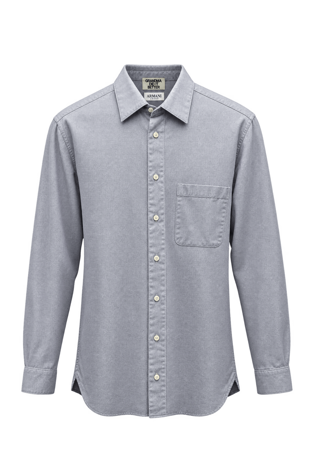 1990s Light Blue Cotton Dress Shirt - Front View