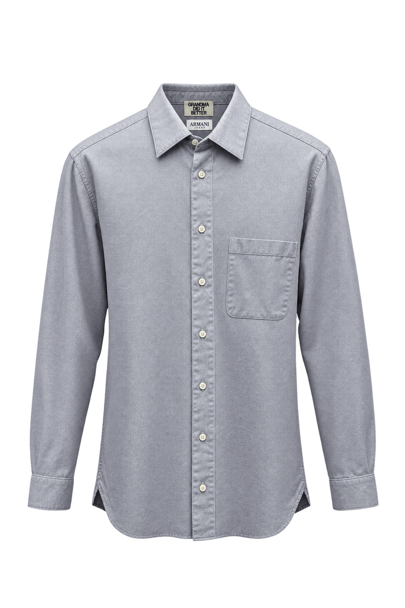 1990s Light Blue Cotton Dress Shirt - Front View