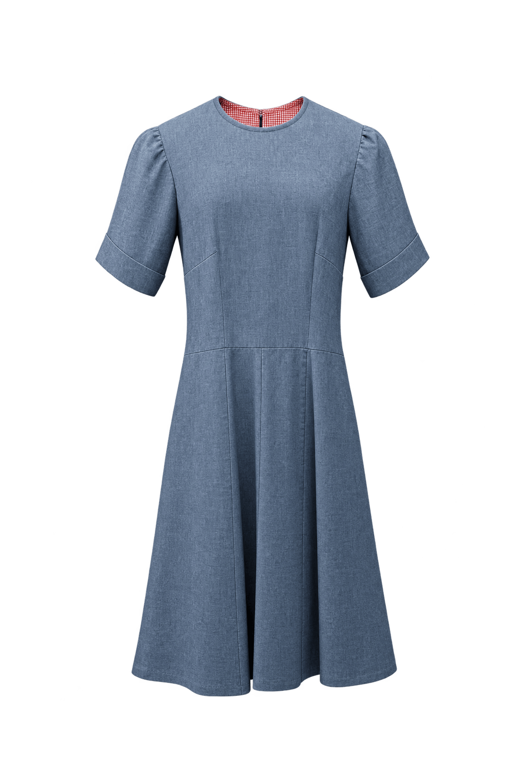 1950s Light Blue Cotton Blend Dress - Front View