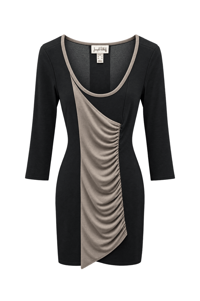 1990s Black Jersey Dress - Front View