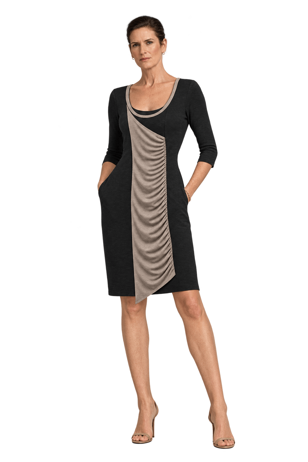 1990s Black Jersey Dress - Model