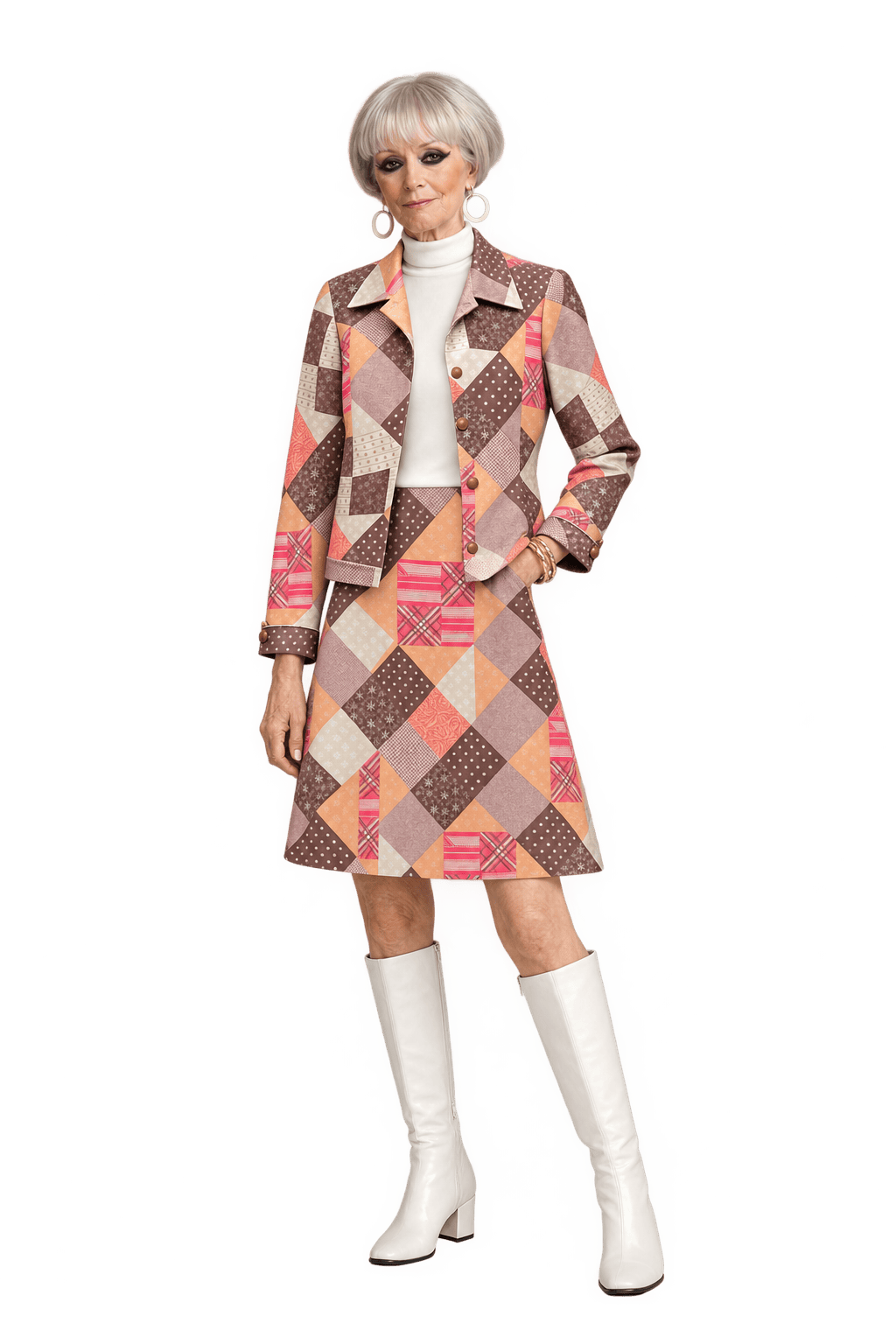 1960s Multicolor Polyester 2-piece Set - Model