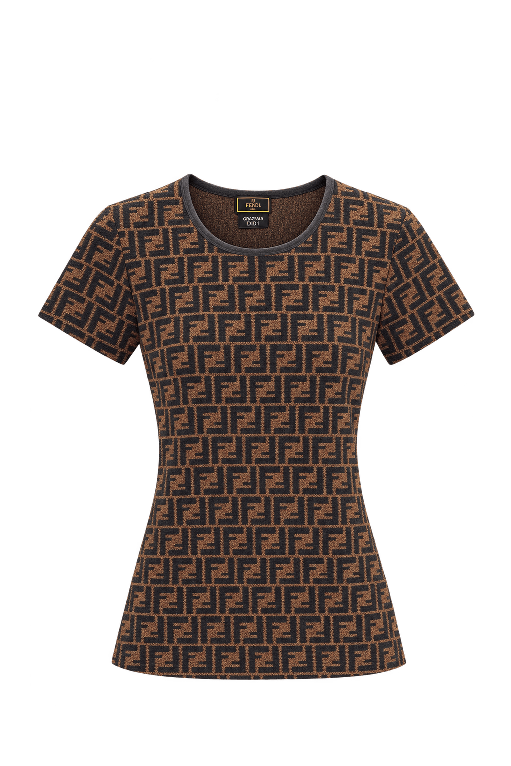1990s Brown Cotton Blend T-Shirt - Front View