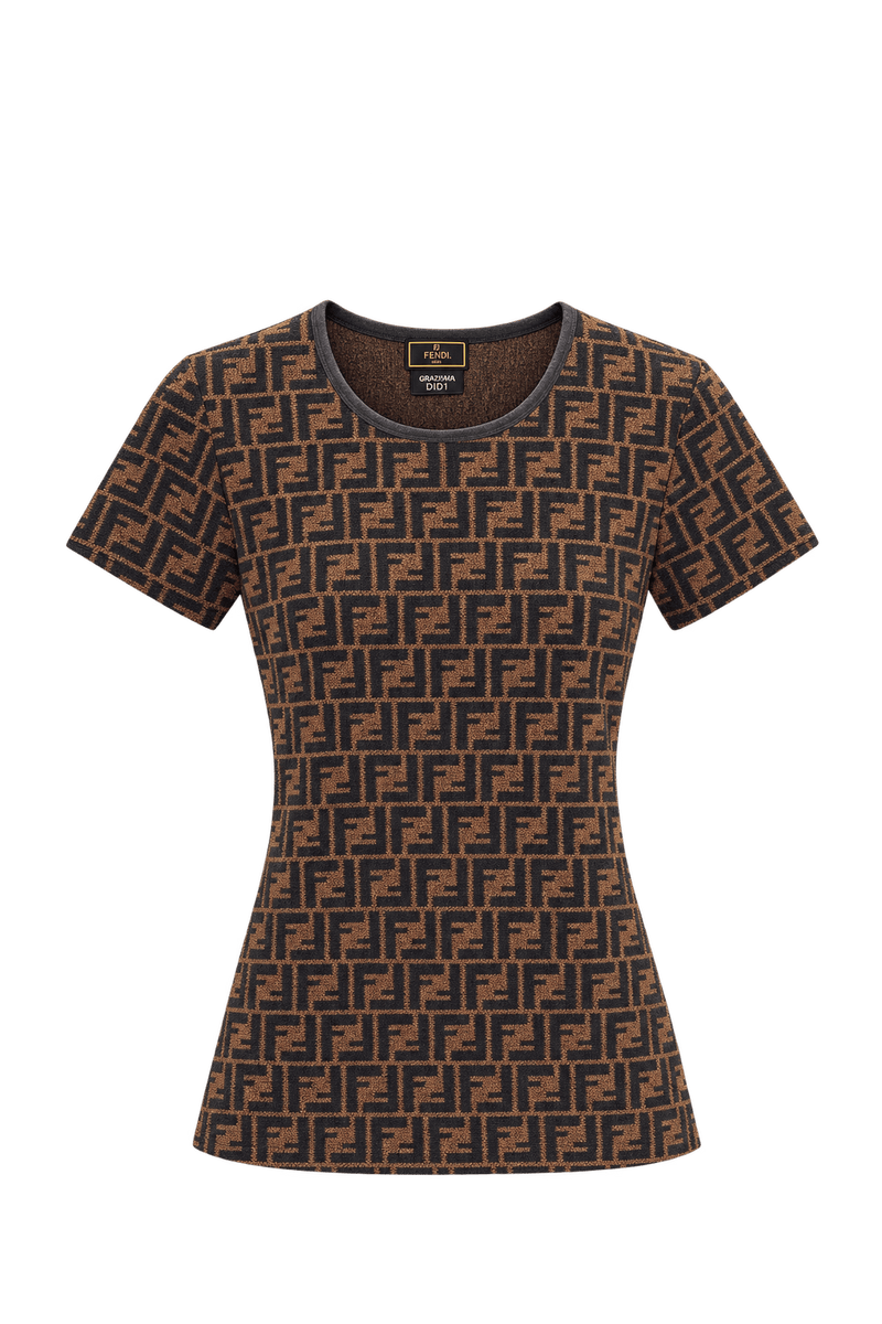 1990s Brown Cotton Blend T-Shirt - Front View