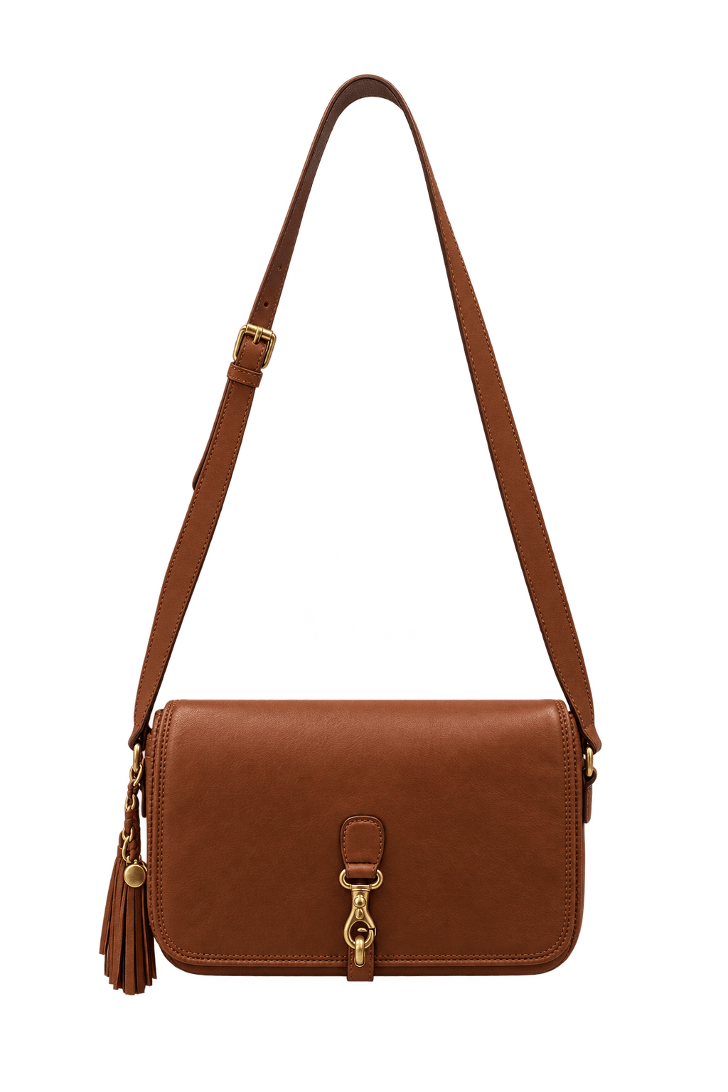 1980s Brown Leather Shoulder Bag - Front View